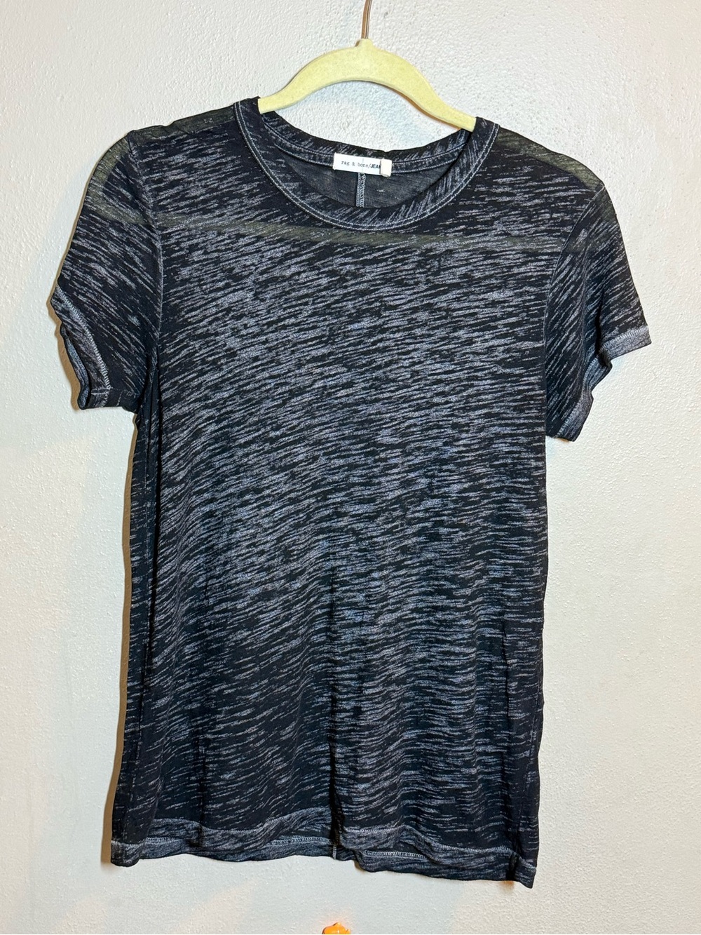 Rag & Bone/Jean Black & Gray Slub Knit SS T Sz Small